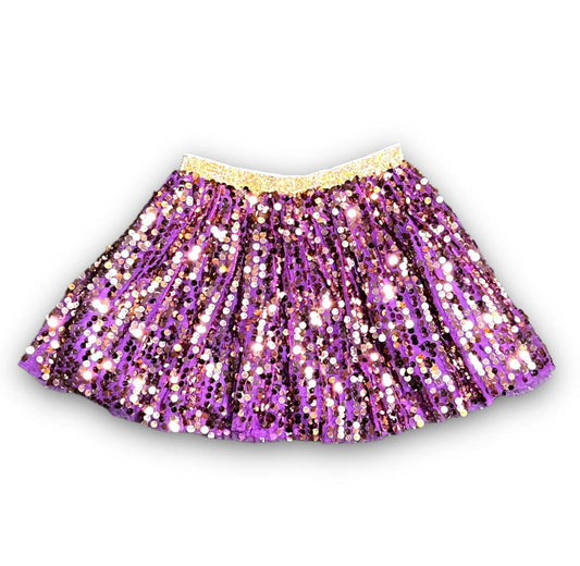 Belle Cher - Purple and Gold Sequin Skirt