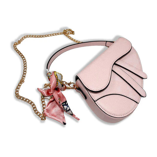Doe A Dear - Pink Saddle Purse With Scarf