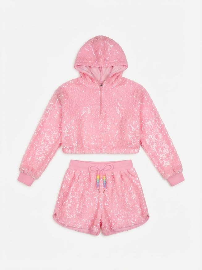 Lola And The Boys - Pretty in Pink Sequin Short Set