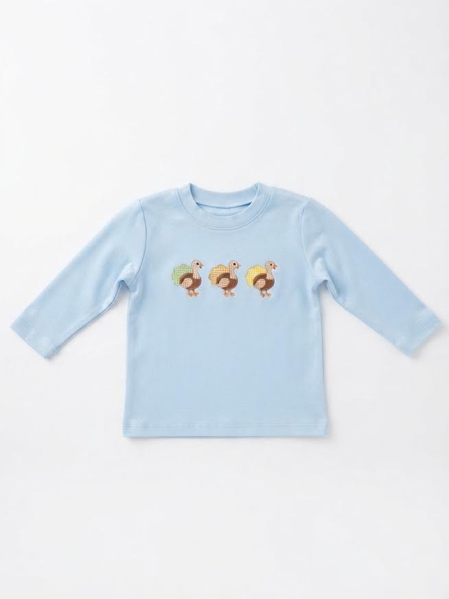 Claire & Charlie - Blue Knit Turkey T-Shirt