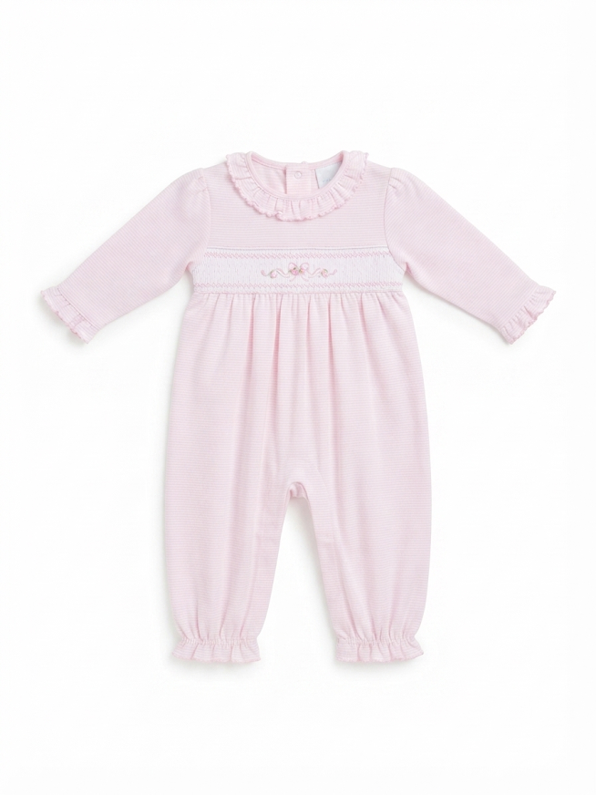 Kissy Kissy - Pink With Flower Smock Design Playsuit