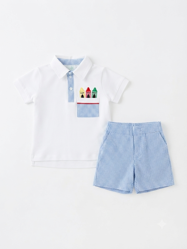 Remember Nguyen - Blue Gingham Crayon Pocket Set