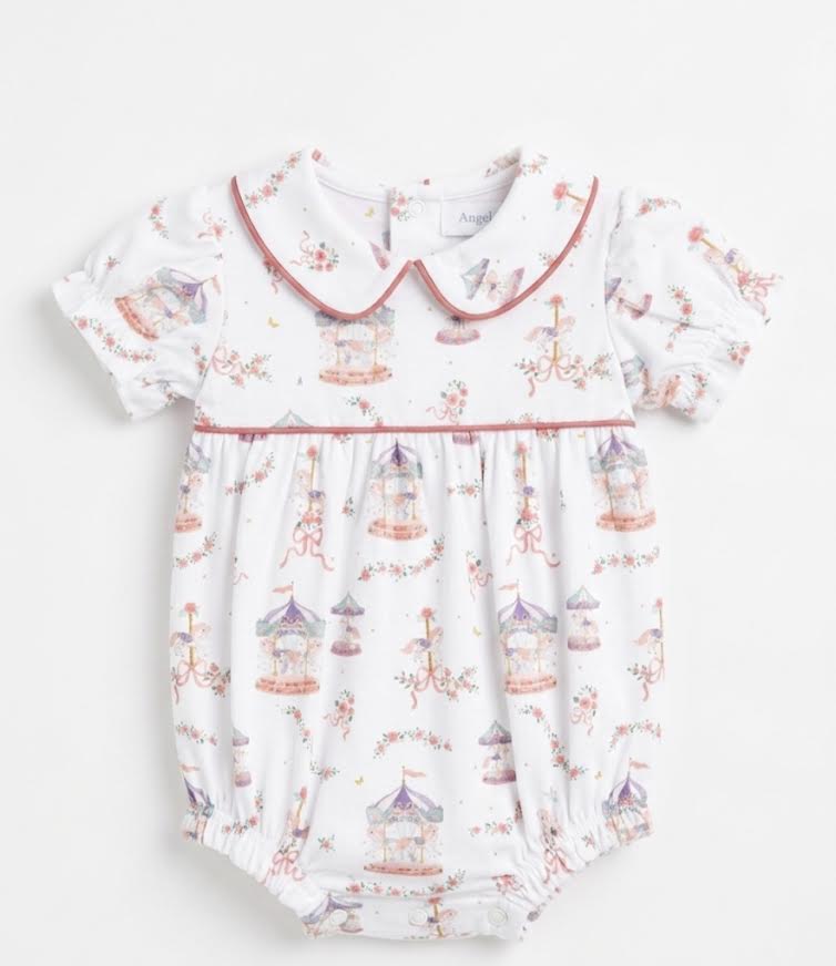 Angel Dear - Carousel with Bows - Classic Puff Sleeve Babydoll Bubble