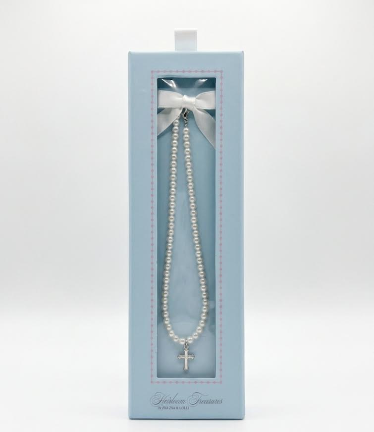 Zsa Zsa & Lolli - White Orante Cross Necklace