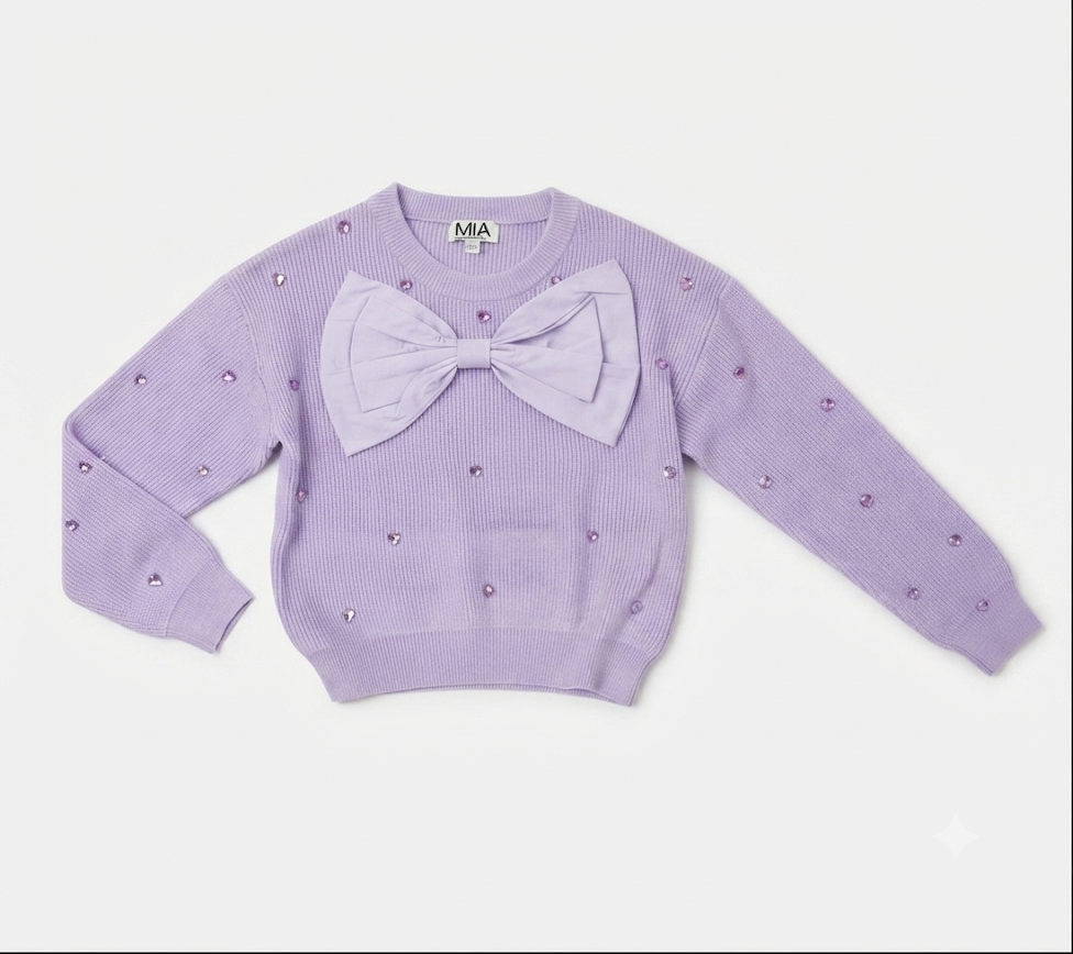 MIA NEW YORK - Purple Bow Long Sleeve Sweater
