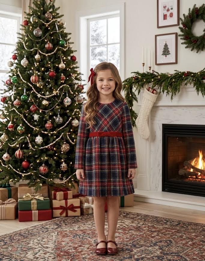 Mayoral - Red and Navy Plaid Dress