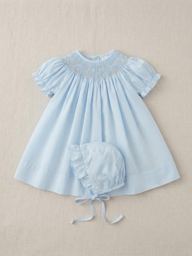 Baby Blessings - Light Blue Iris Dress With Bonnet
