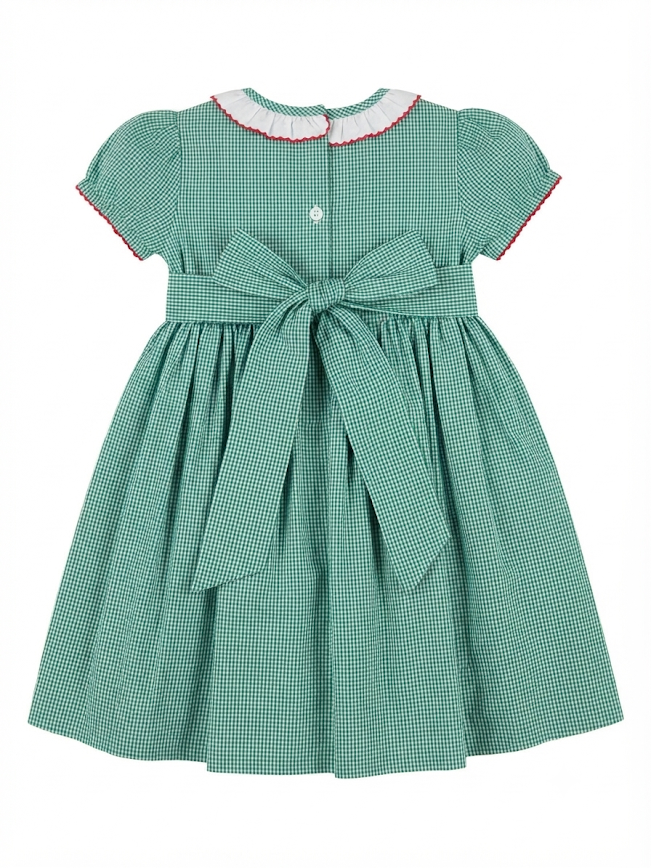 Lulu Bebe - Santa Smocked Waist Dress With Ruffle Collar