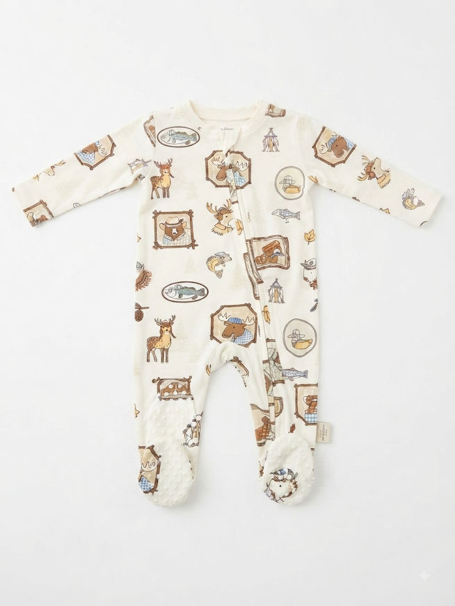 Angel Dear - Boy's Woodson's Family Cabin Zipper Footie