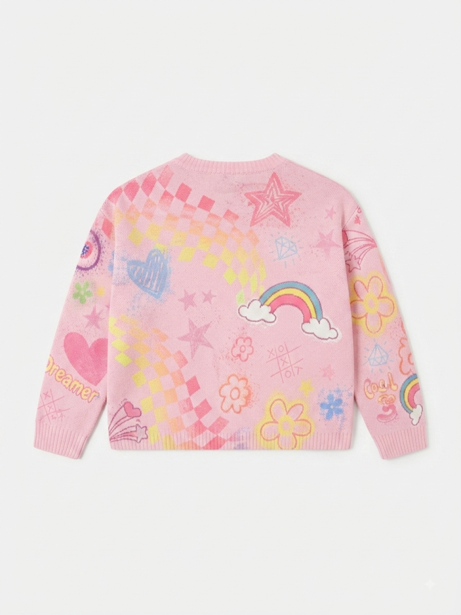 Baby Sara - Fun Icon Pink Multi Print Sweater