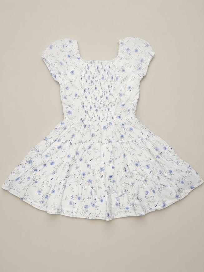 Flowers By Zoe - Blue And White Eyelet Dress