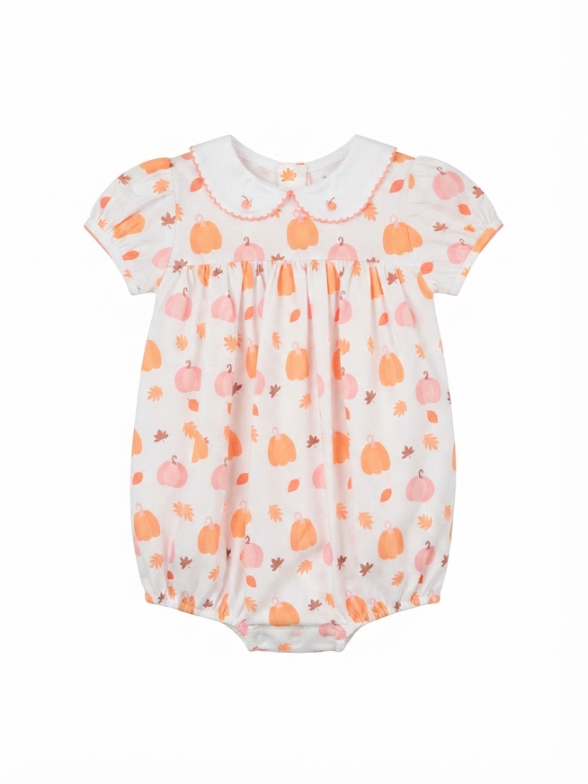 Lulu Bebe - Girl's Pink & Orange Pumpkin Bubble