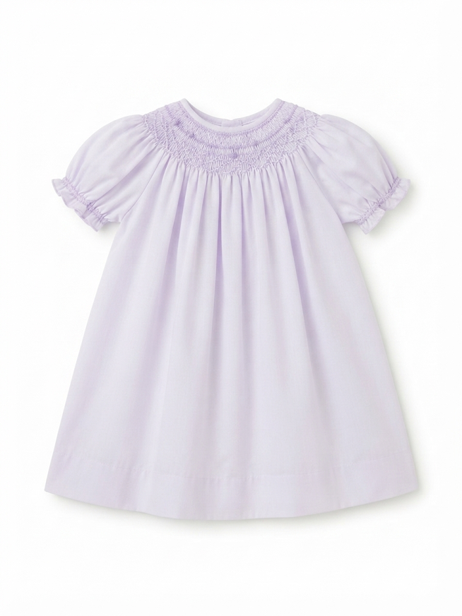 Petit Ami - Lavender With Floral And Pearl Smocking Daydress