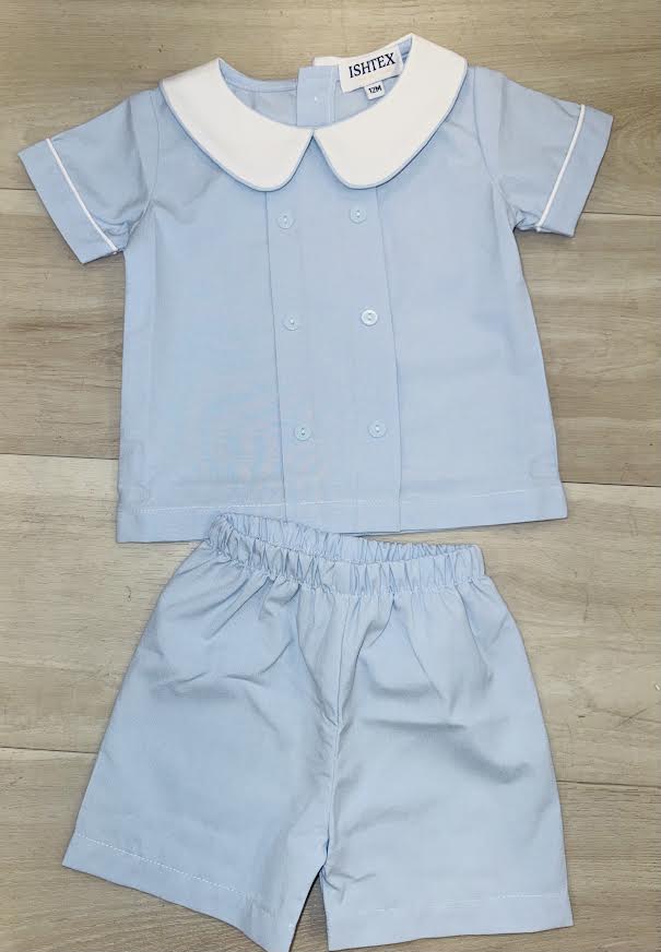 Ishtex - Blue Poplin Boy's Short Set