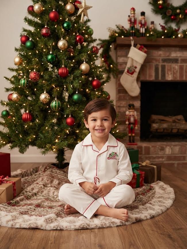 Sweet Dreams - Santa Sleigh White Pajamas