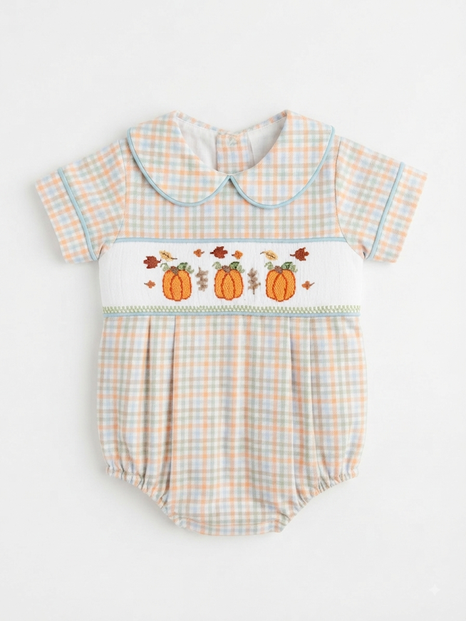 Three Sisters - Boy's Autumn Print Pumpkin Bubble