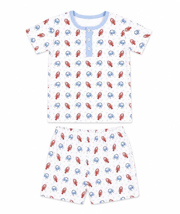 Magnolia Baby - Lil' Snappers Short Pajamas Red