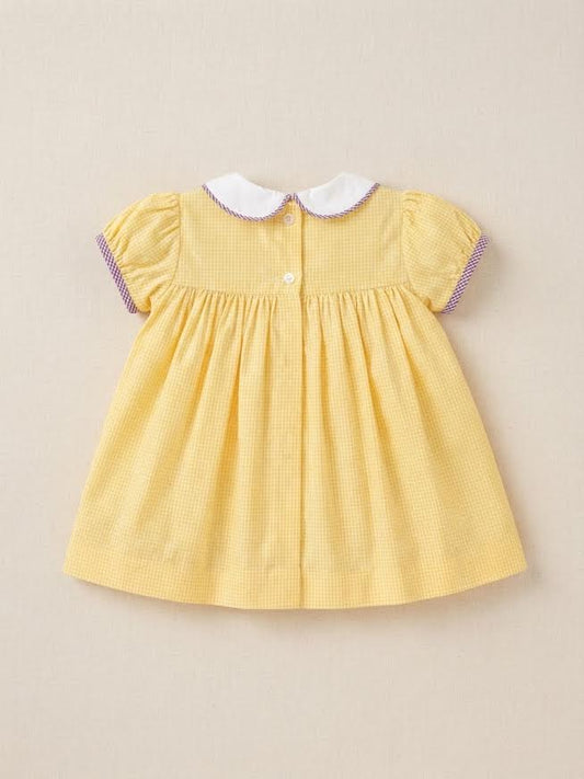 Lulu Bebe - Yellow Gingham Tiger Emb. Dress