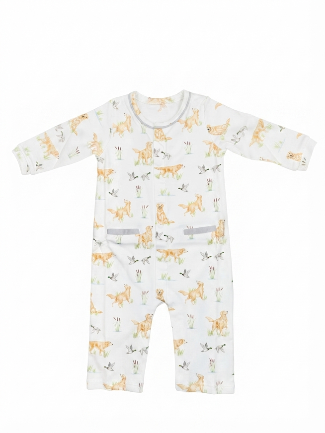 Baby Club Chic - Goldens & Mallards Printed Pima Playsuit