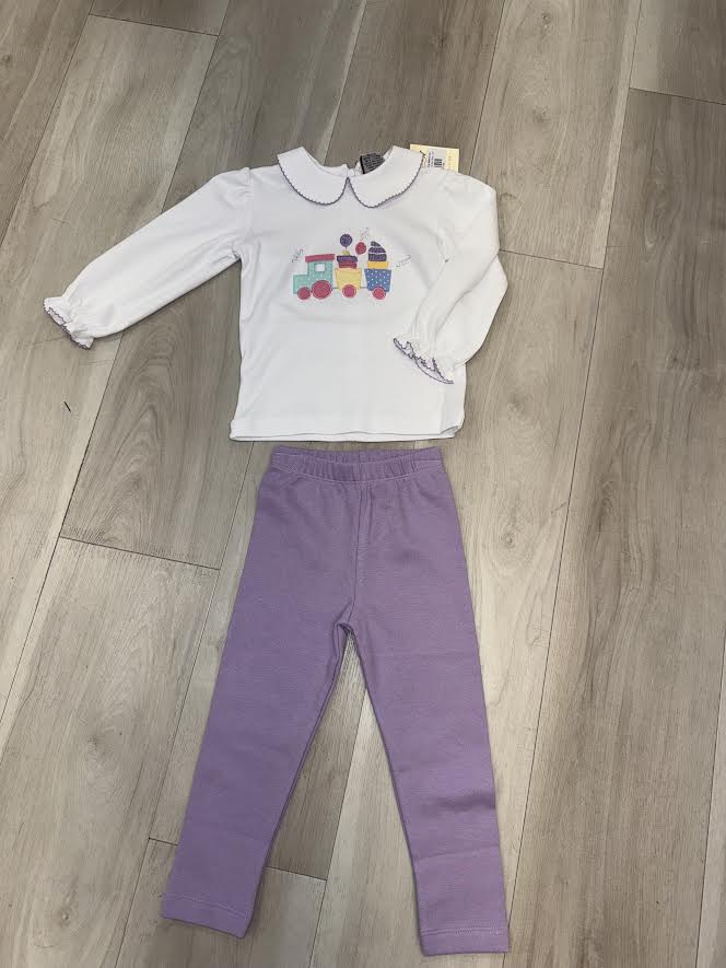 Luigi - Train Long Sleeve Tee And Purple Leggings
