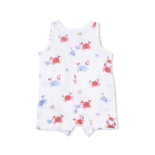 Angel Dear - Crayon Crabs - Sleeveless Shortie Romper