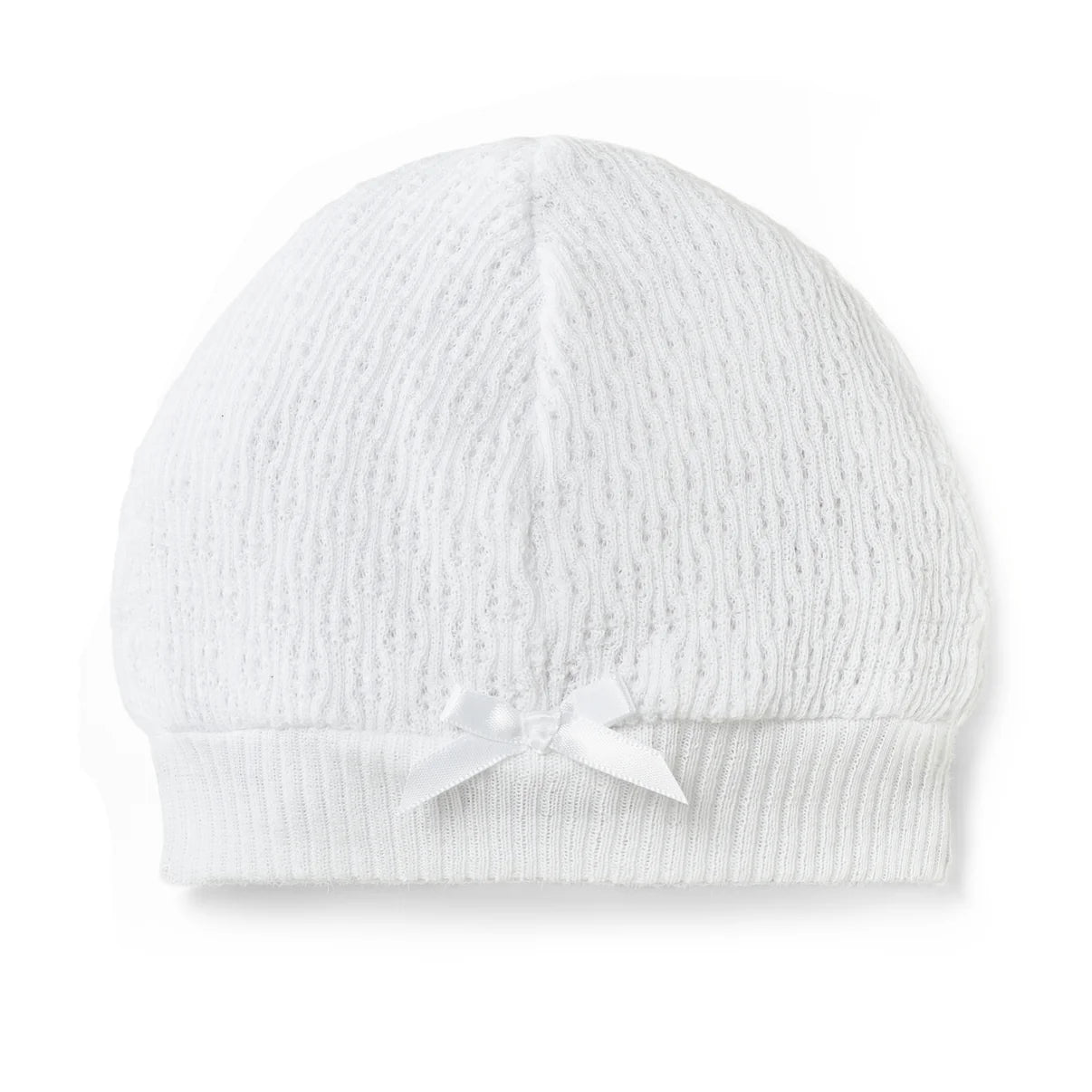 Paty - White Knit Beanie With Bow