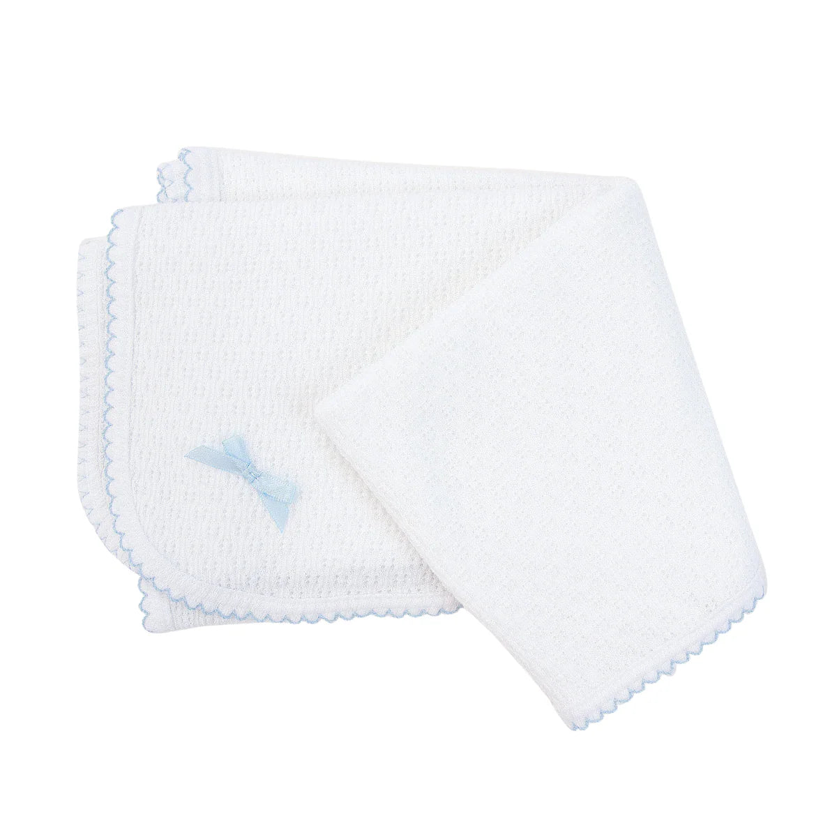 Paty - Blue Trim Swaddle Knit Baby Blanket