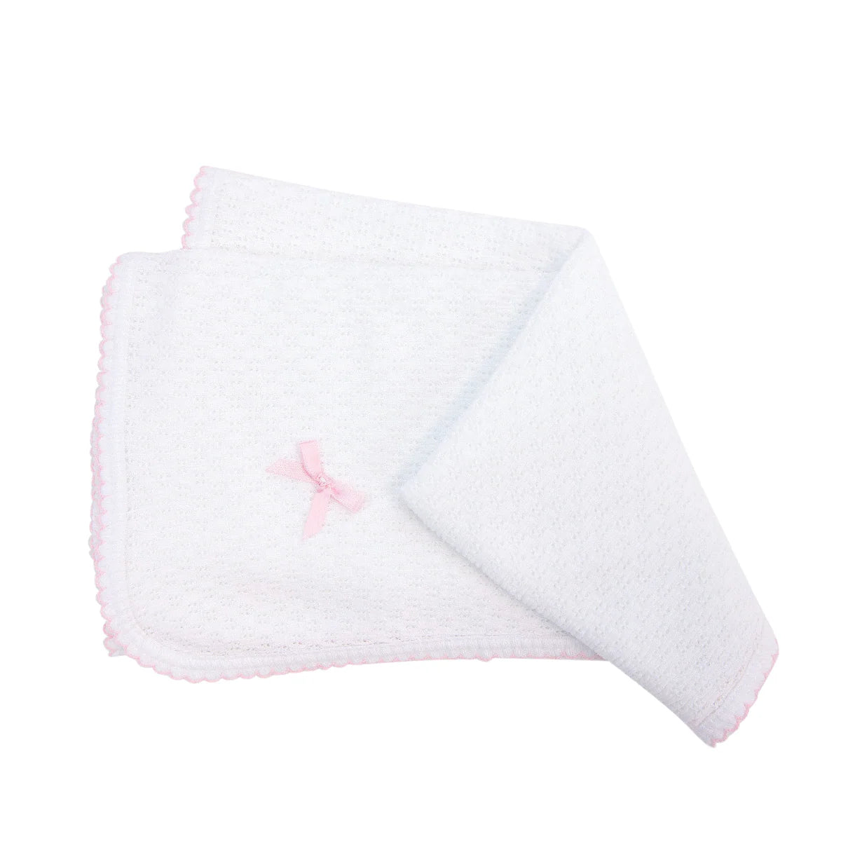 Paty - Pink Trim Swaddle Knit Blanket With Bow