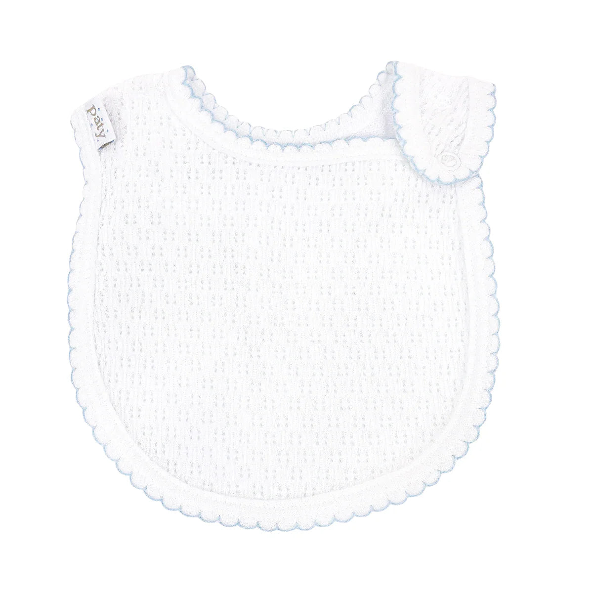 Paty - Blue Trim One Shoulder Snap Bib