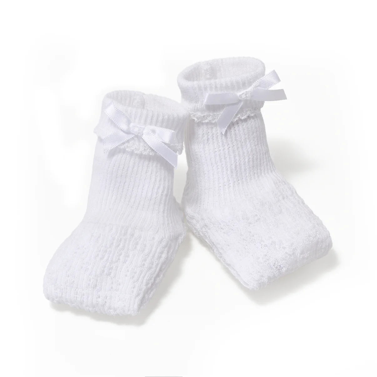Paty - White Knit Booties With Bow