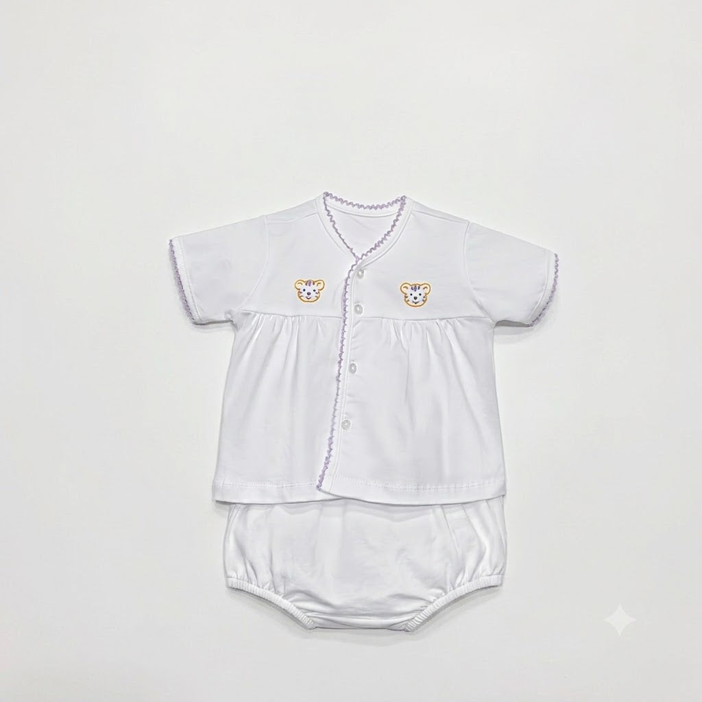 Southern Saturday - White Tiger Print Bloomer Set