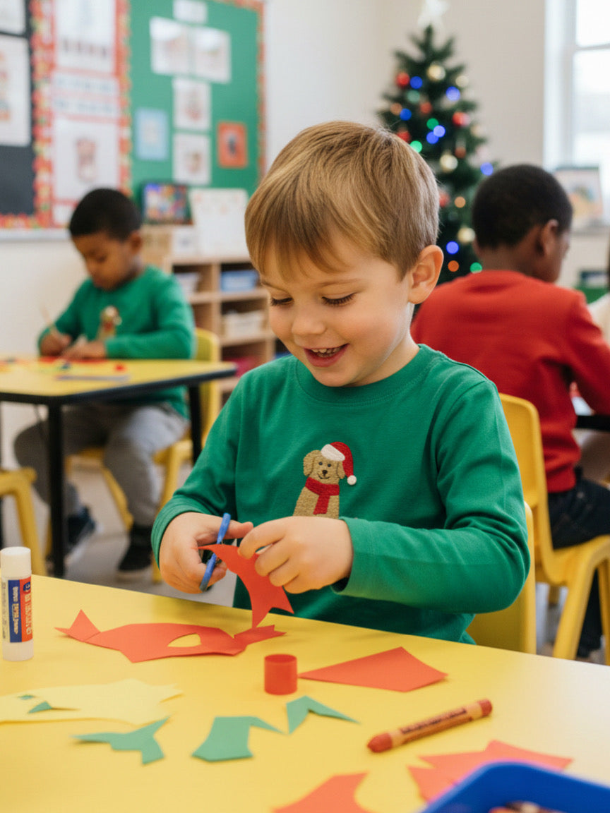 Acvisa - L/S Green t-shirt dog w/ Santa hat