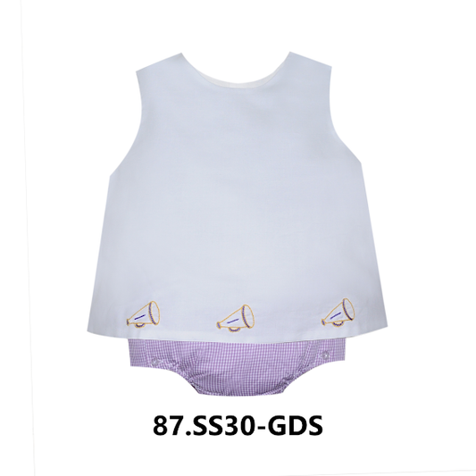 Southern Saturday - Purple and Gold Megaphone Diaper Cover Set