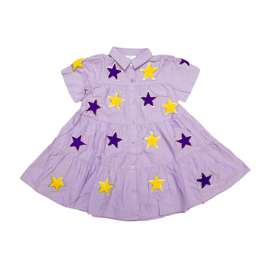 Belle Cher - Purple And Yellow Chenille Star Dress