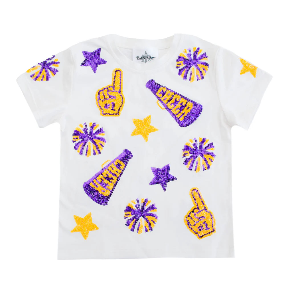 Belle Cher - Sequin Cheer Tee - LSU