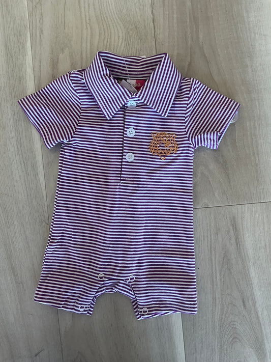 Banana Split - Purple Tiger Boys Romper