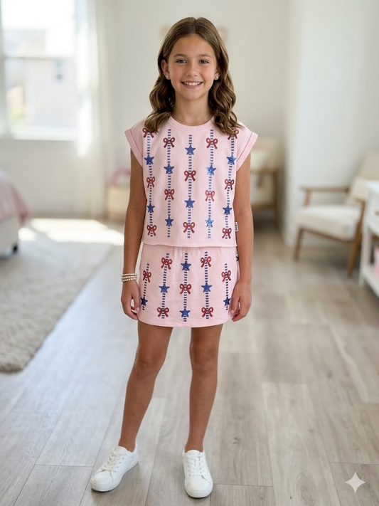 Paper Flower - Sequin Stars & Bows Americana Set