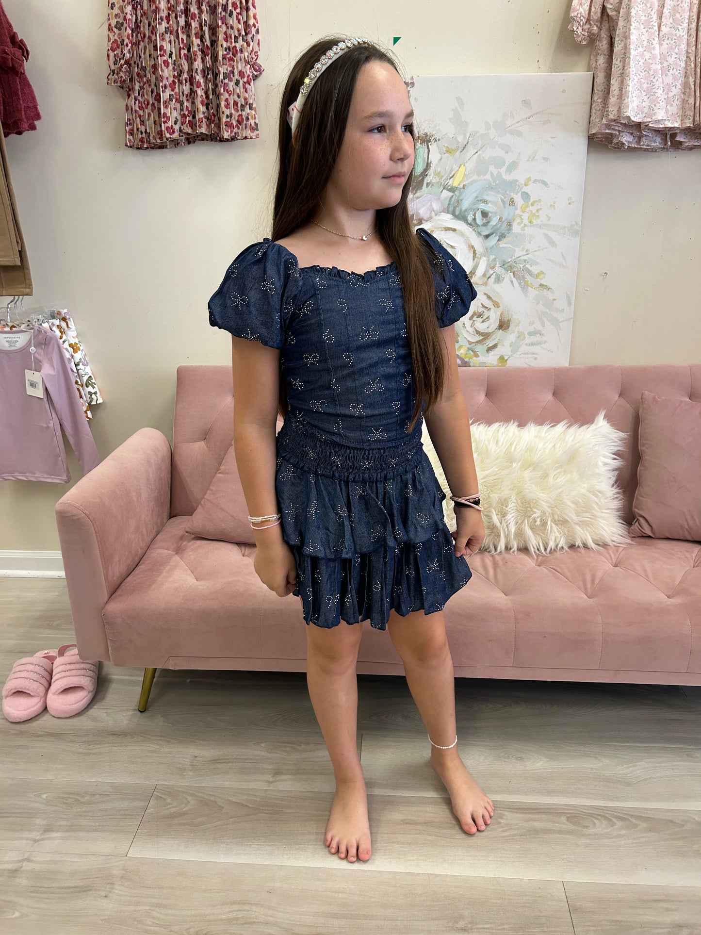 Flowers By Zoe - Denim Chambray Silver Top