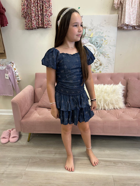 Flowers By Zoe - Denim Chambray Silver Top