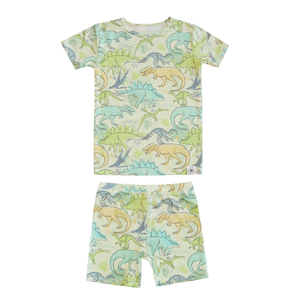 Sweet Bamboo - Neon Dino Summer Pajamas