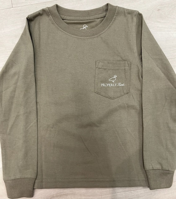 Properly Tied long sleeve cotton tee - Dog in golf cart