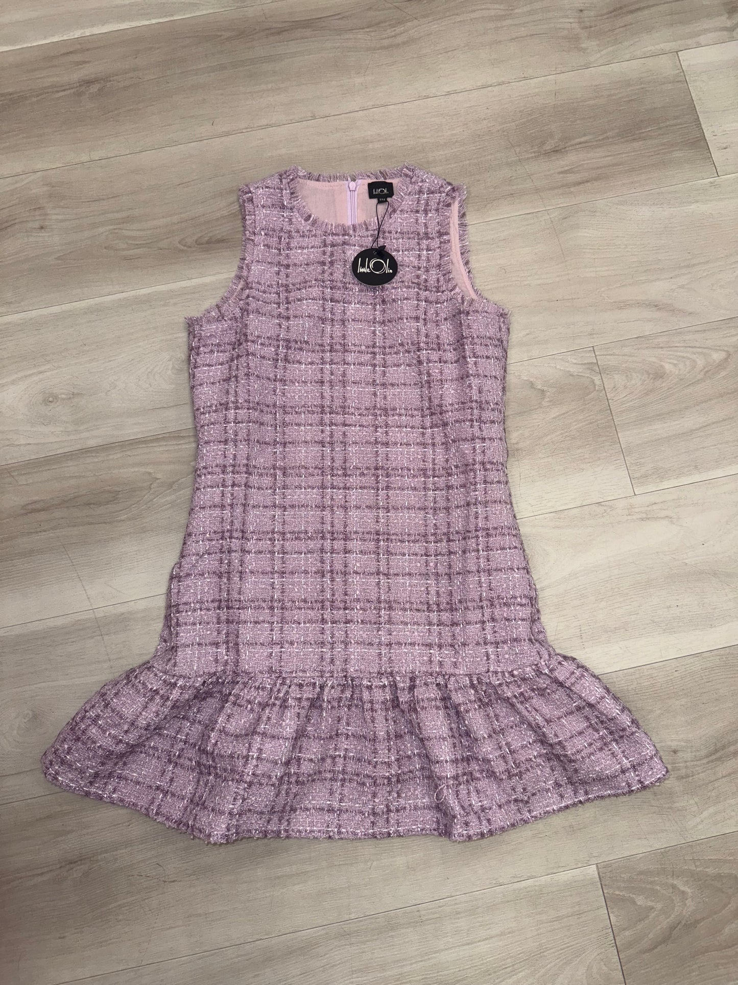 Little Olin -  Lavender Tweed Ruffle Dress
