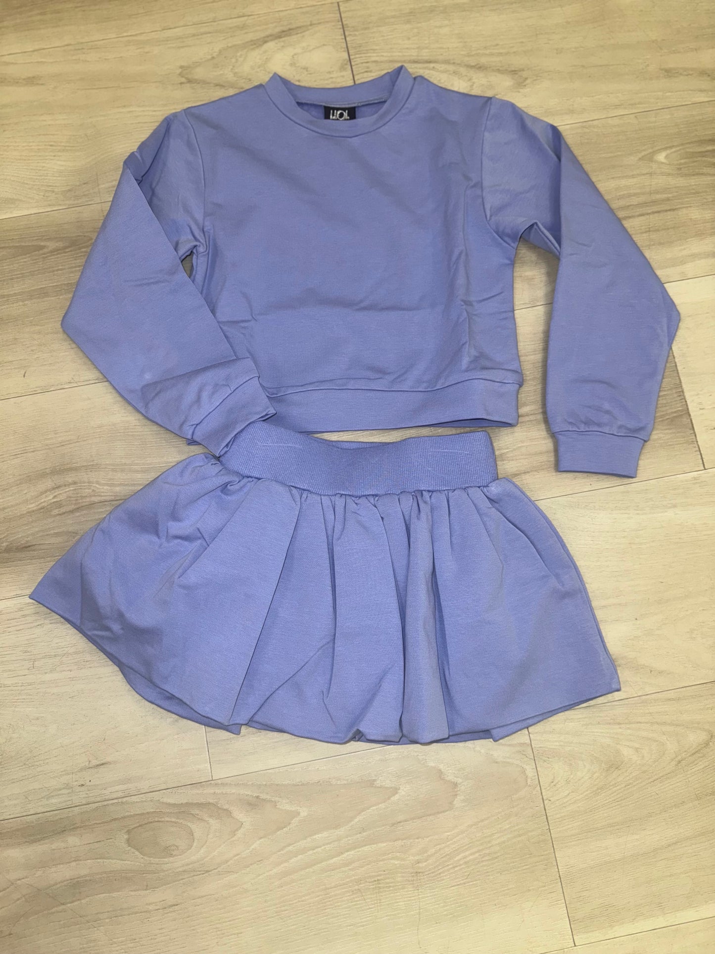 Little Olin - Blue Gathered Sweatshirt And Skort