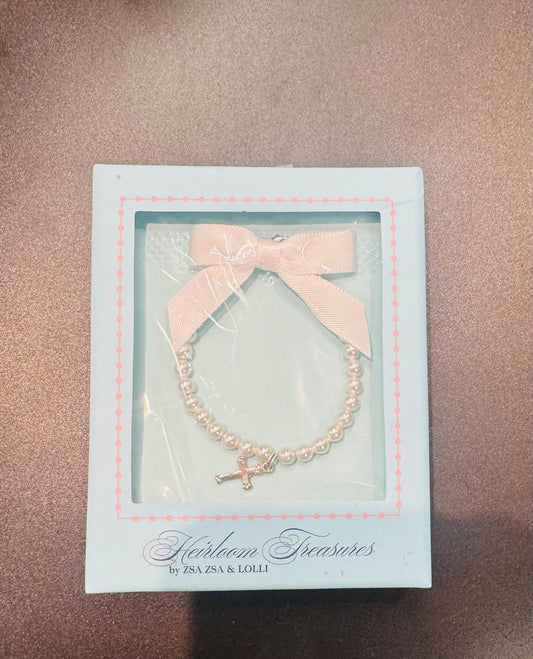 Zsa Zsa & Lolli - White Orante Cross Bracelet