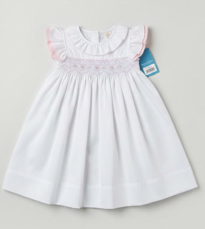 Charming Little Ones - White And Pink Smocked Dress