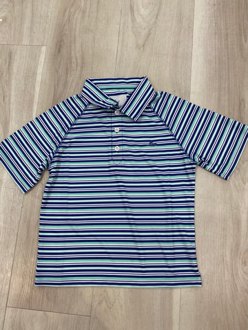 Southbound Navy and Green Stripe Polo