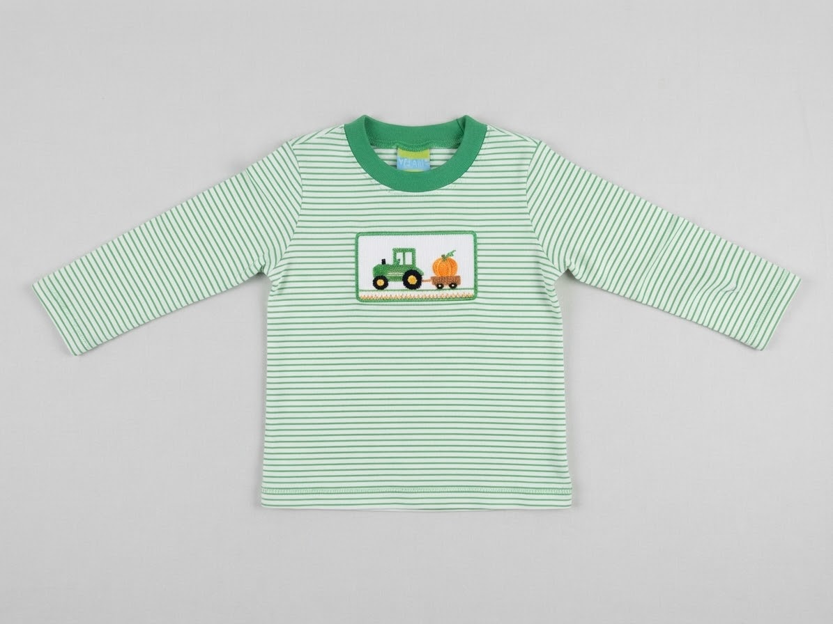 Anavini - Boy's Green Stripe Tractor L/S Tee