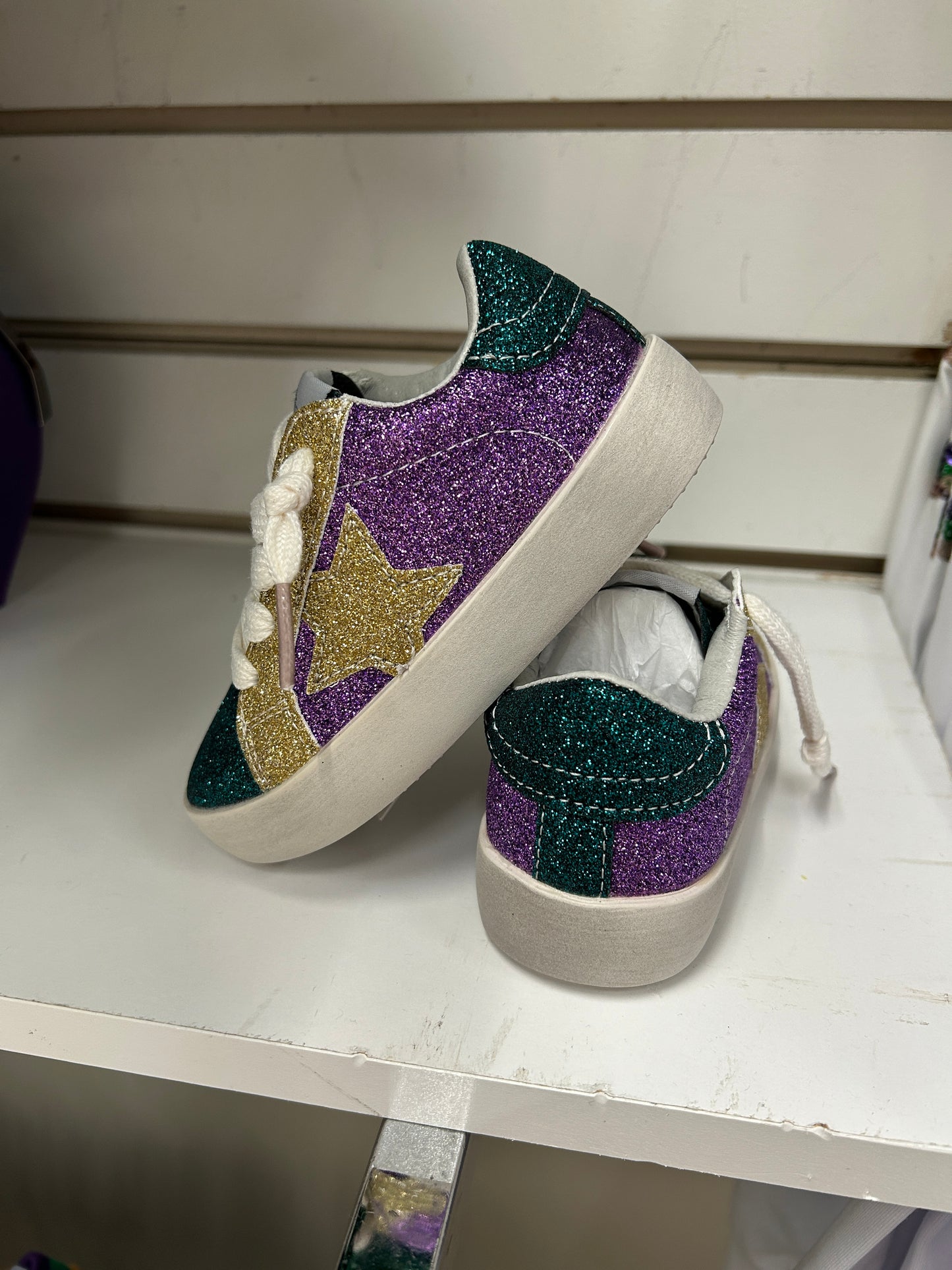 Belle Cher - Glitter Mardi Gras Star Shoes