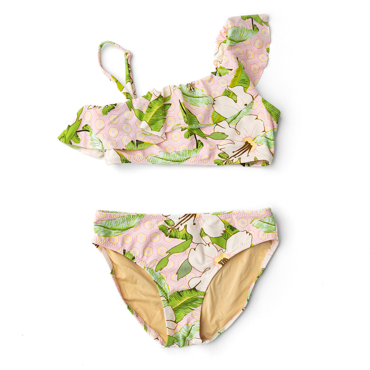 Shade Critters - 1 Shoulder Hibiscus Botanical Pink Swimsuit