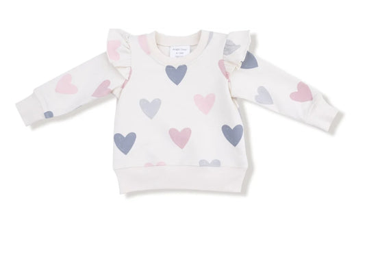Angel Dear - Hearts Ruffle Sweatshirt